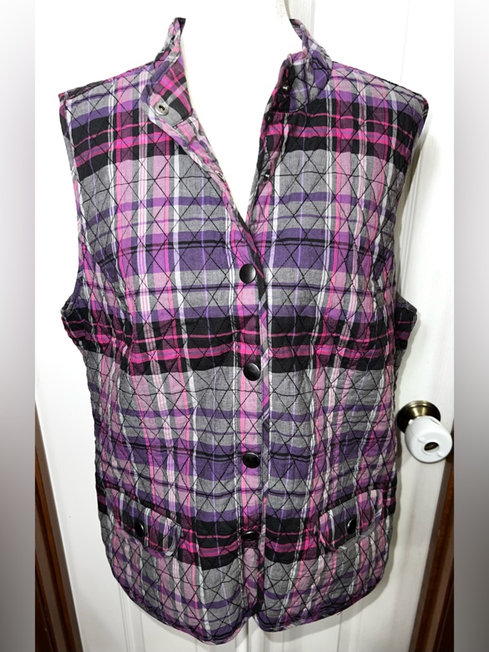 Christopher & Banks Vest Lightweight Quilted Purple/Pink Women’s Size L